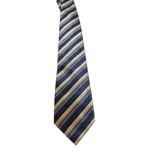 Canali Mens Navy Gold Silk Necktie Quiet Luxury Minimalist Preppy core - Picture 2 of 12